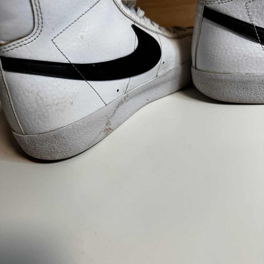 Nike Blazer High Top Sneakers White Black Swoosh Youth Kids Shoes - Picture 6 of 9